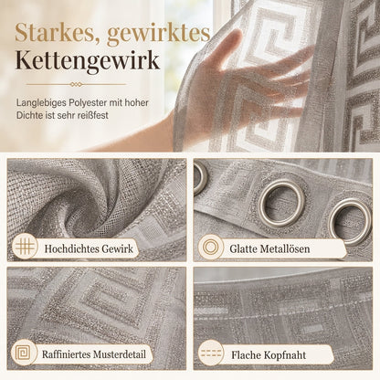 Geometrisch gemusterter, transparenter Jacquard-Vorhang für das Wohnzimmer