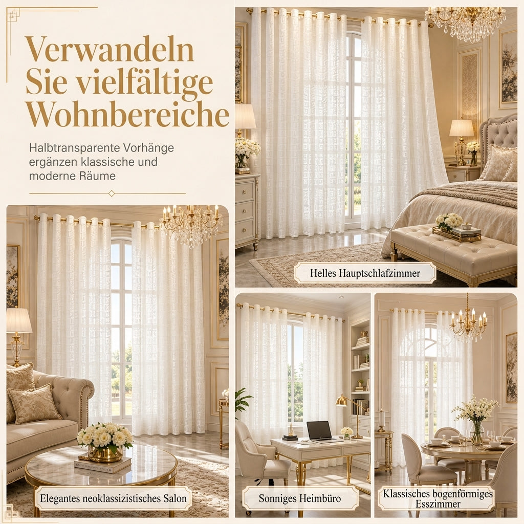 Geometrisch gemusterter, transparenter Jacquard-Vorhang für das Wohnzimmer
