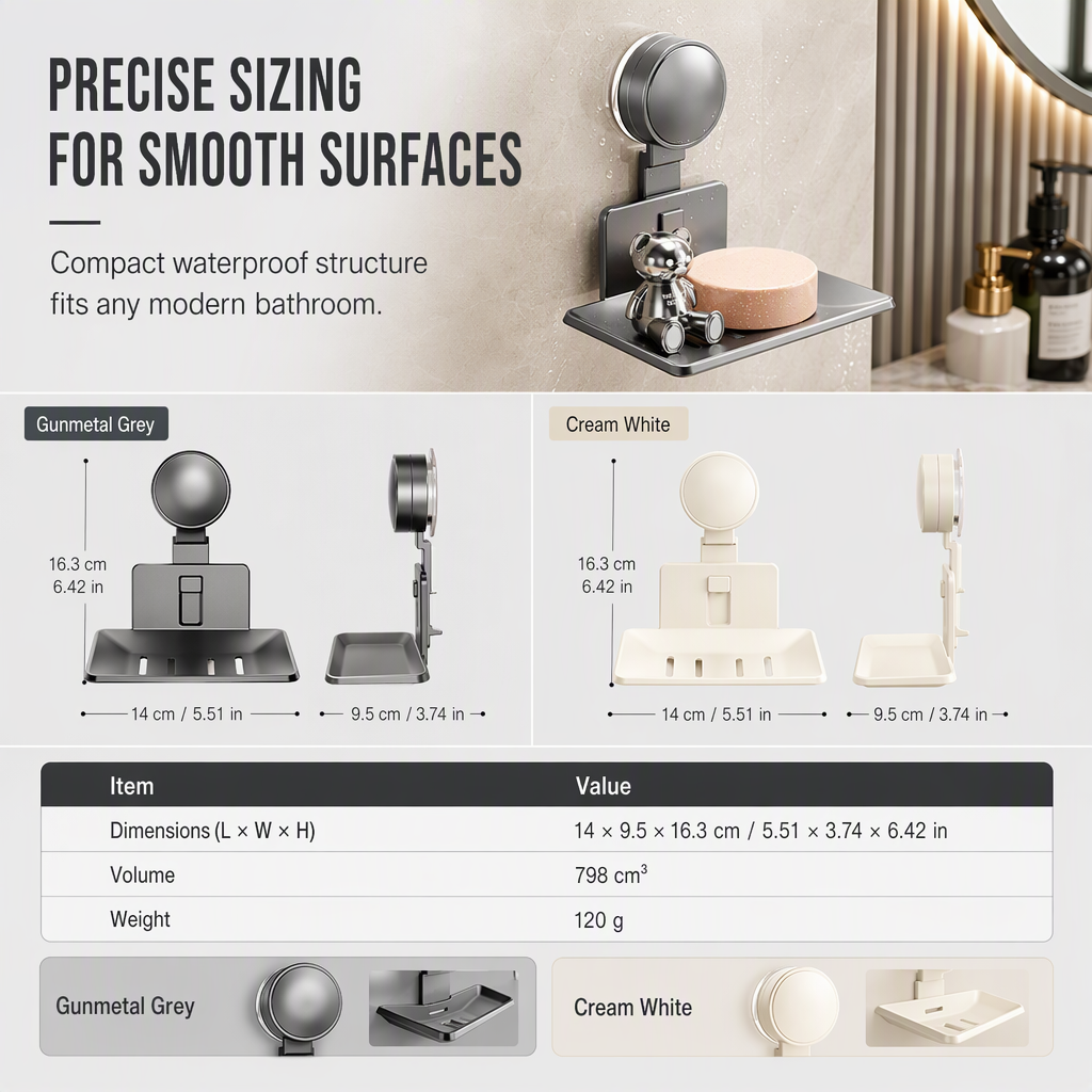 📢 50% RABATT! 🧼 Saugnapf-Seifenschale – V-Drainage, Aluminium & ohne Bohren ✨