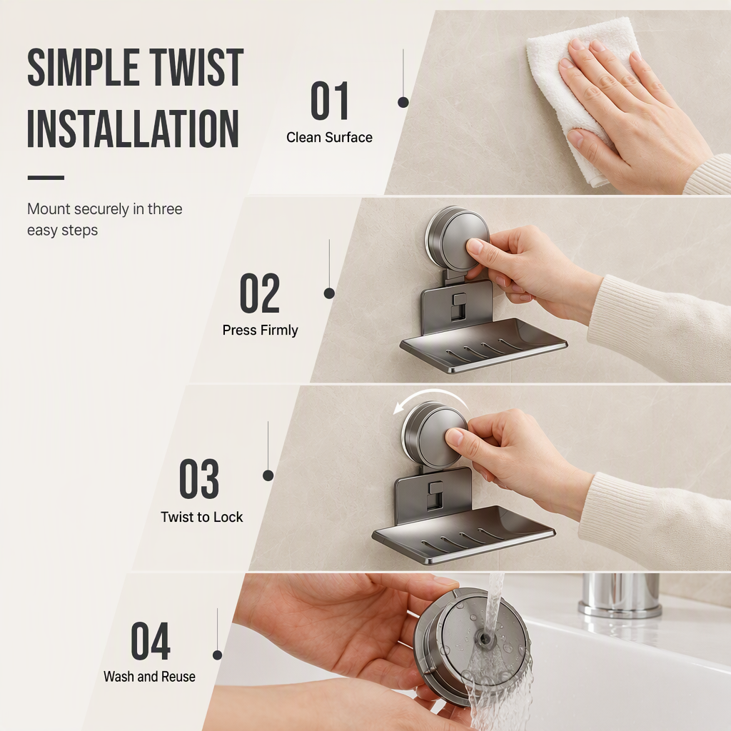 📢 50% RABATT! 🧼 Saugnapf-Seifenschale – V-Drainage, Aluminium & ohne Bohren ✨