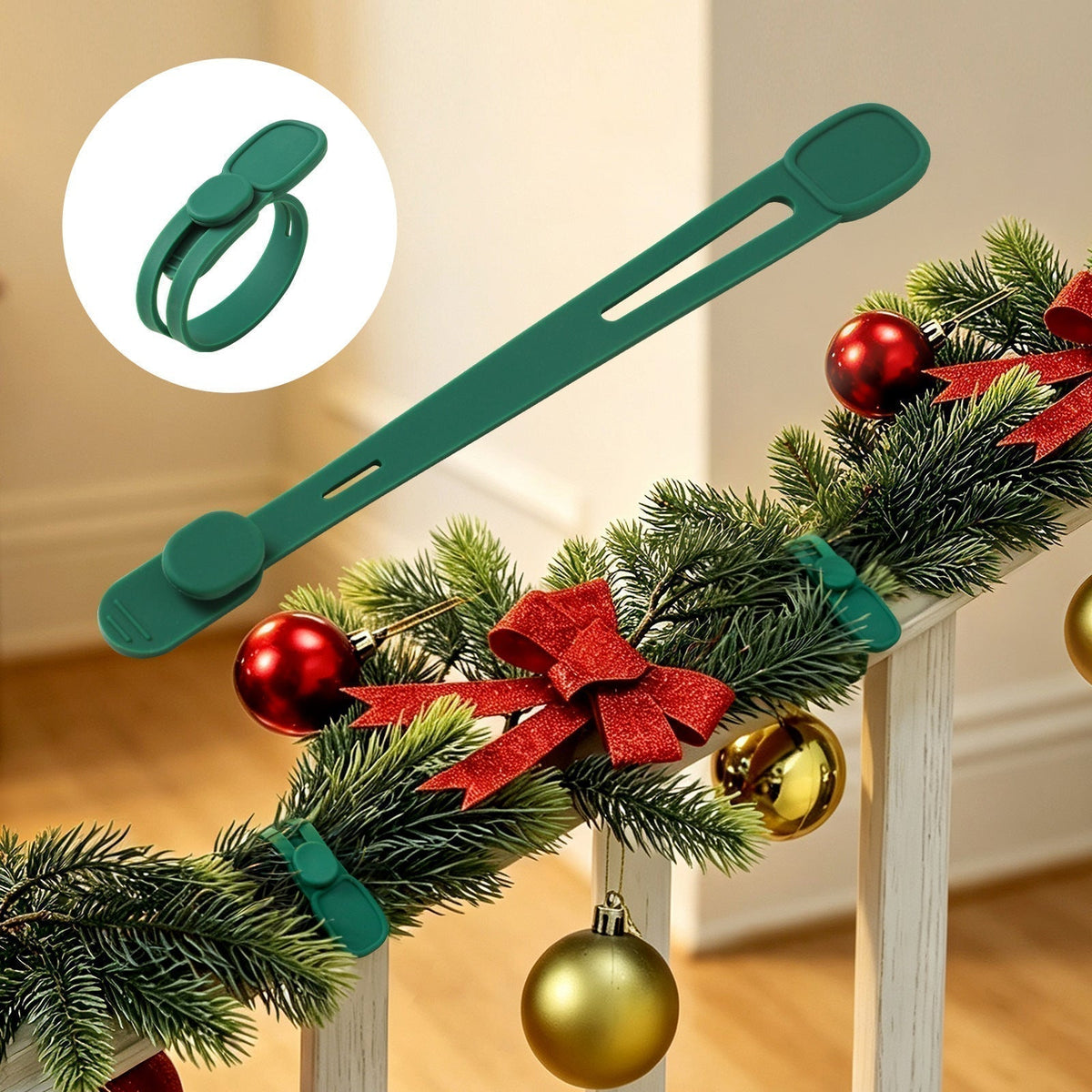 🎄 NUR FÜR KURZE ZEIT: 50% RABATT! 🎁 Silikon-Kranzbindebänder & spurlose Haken – wiederverwendbares, beschädigungsfreies Dekorationsset für die Weihnachtszeit ✨
