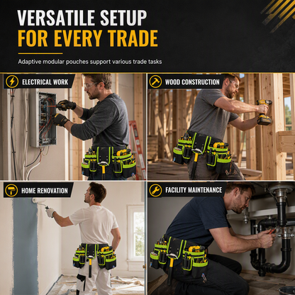 👷 50% RABATT! 🛠️ Verstellbarer Werkzeuggürtel – Viele Fächer & freihändig ✨