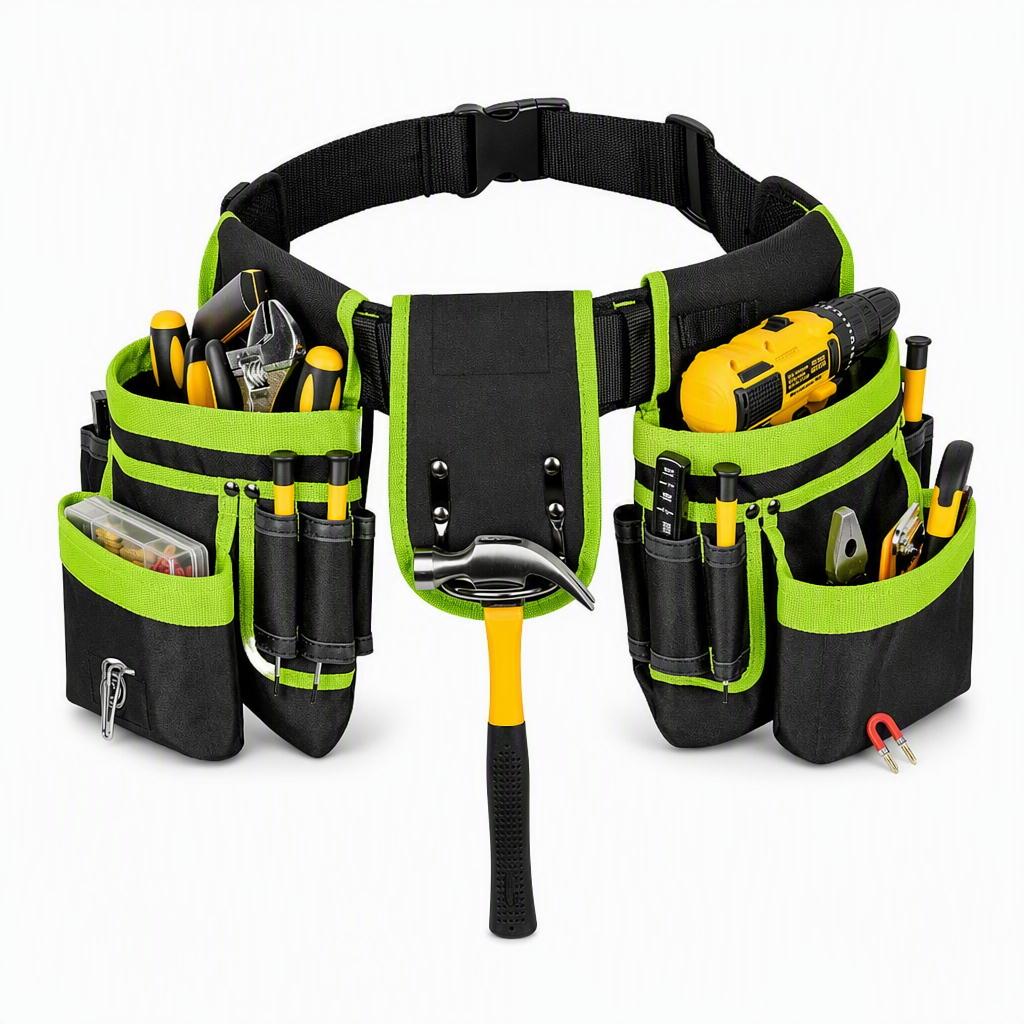👷 50% RABATT! 🛠️ Verstellbarer Werkzeuggürtel – Viele Fächer & freihändig ✨