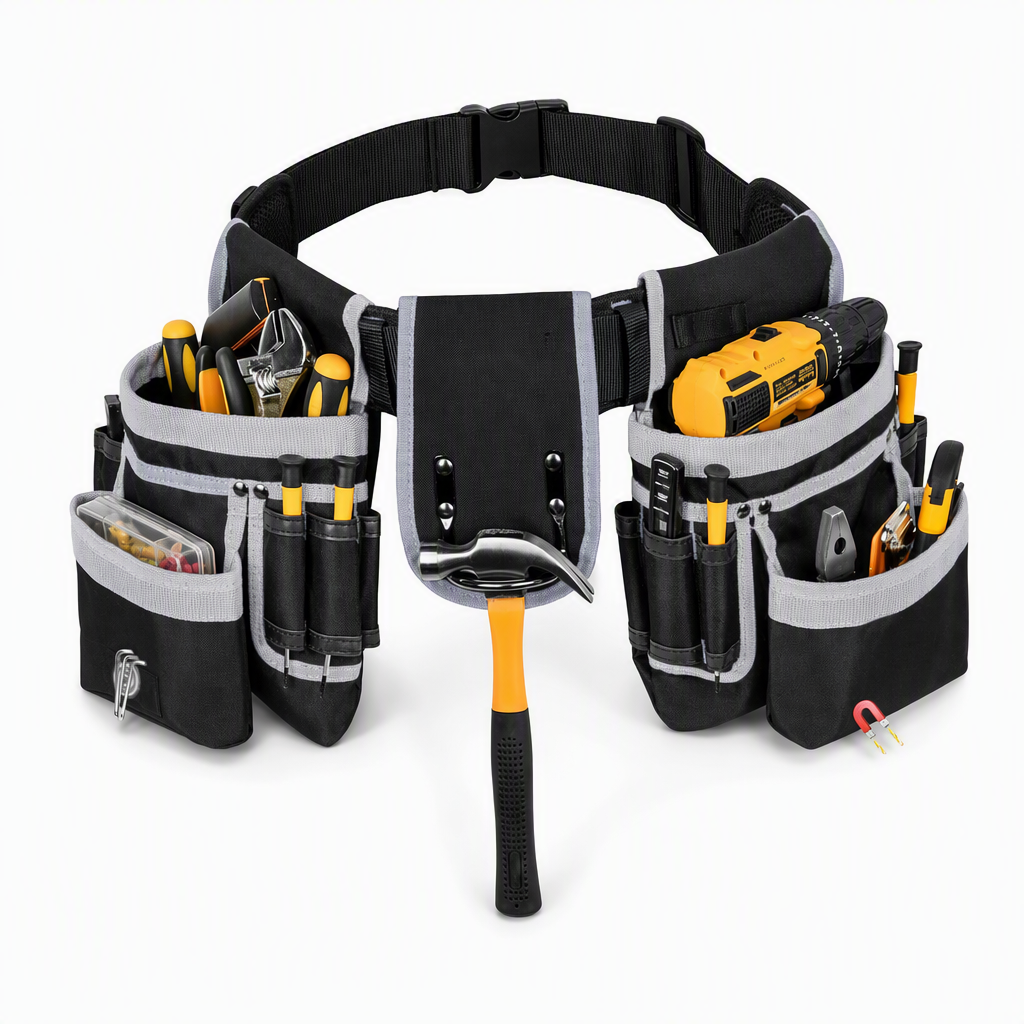 👷 50% RABATT! 🛠️ Verstellbarer Werkzeuggürtel – Viele Fächer & freihändig ✨