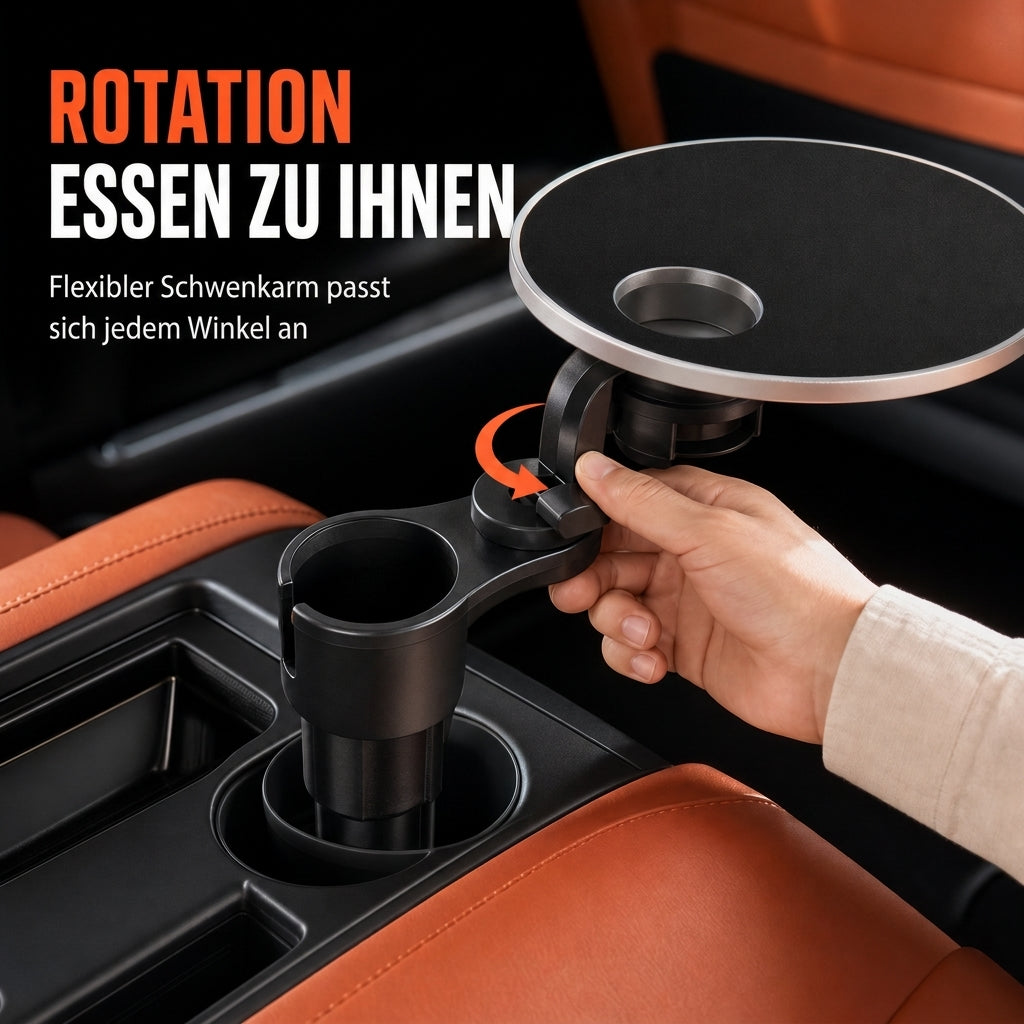 Multifunktionaler Auto-Getränkehalter mit 360°-Drehung & Essensablage – rutschfest, abriebfest & erweiterbar