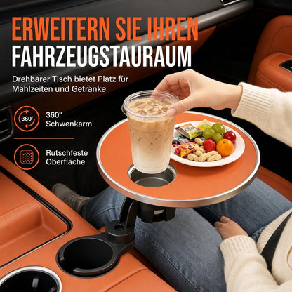 Multifunktionaler Auto-Getränkehalter mit 360°-Drehung & Essensablage – rutschfest, abriebfest & erweiterbar