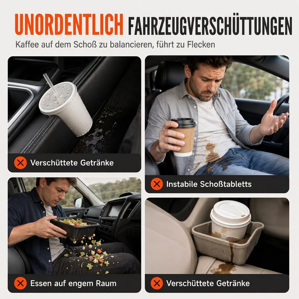 Multifunktionaler Auto-Getränkehalter mit 360°-Drehung & Essensablage – rutschfest, abriebfest & erweiterbar