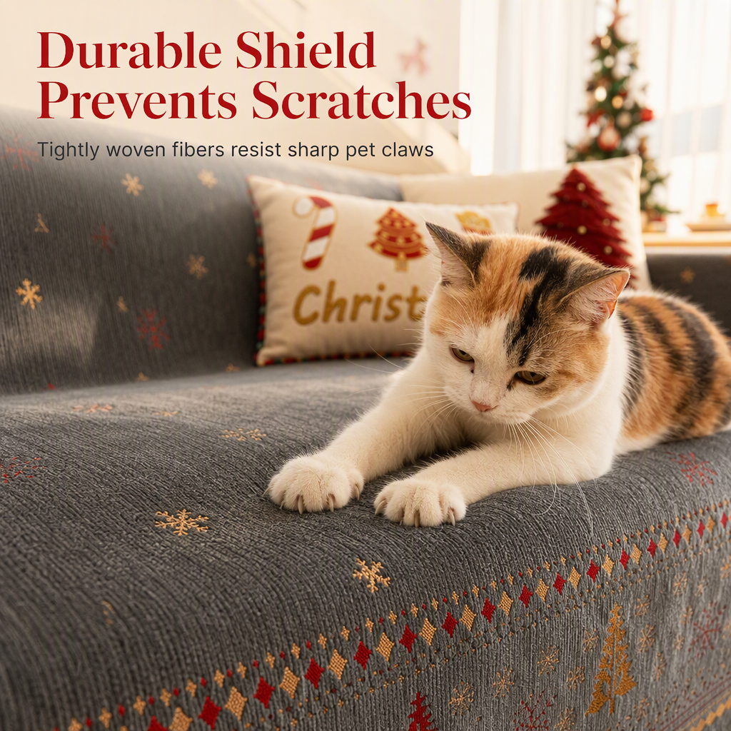 🎁 50 % RABATT 🛋️ Wendbarer Chenille-Sofaüberwurf, weicher Weihnachts-Sofabezug 🎄