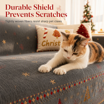 🎁 50 % RABATT 🛋️ Wendbarer Chenille-Sofaüberwurf, weicher Weihnachts-Sofabezug 🎄