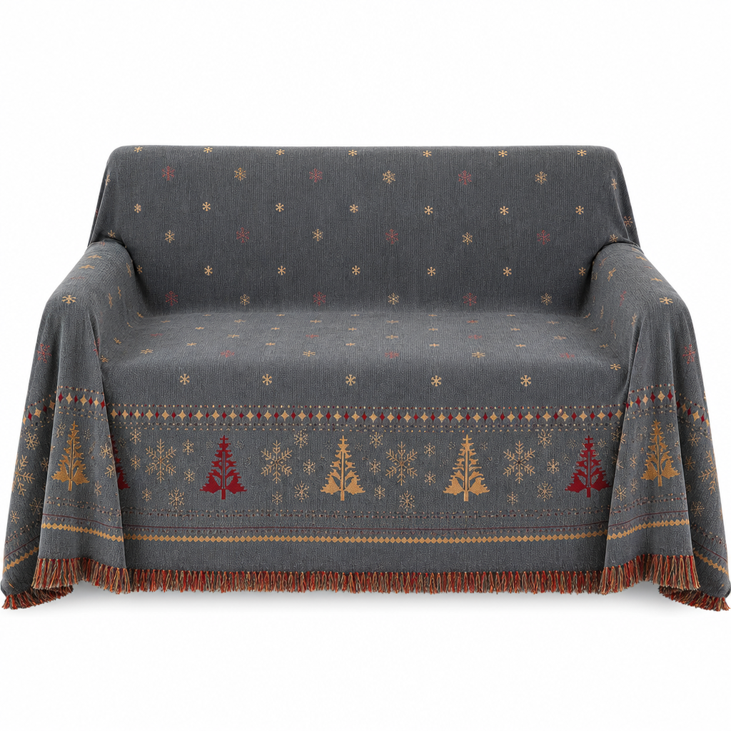 🎁 50 % RABATT 🛋️ Wendbarer Chenille-Sofaüberwurf, weicher Weihnachts-Sofabezug 🎄