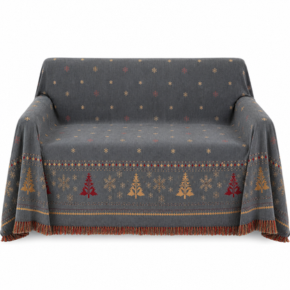🎁 50 % RABATT 🛋️ Wendbarer Chenille-Sofaüberwurf, weicher Weihnachts-Sofabezug 🎄