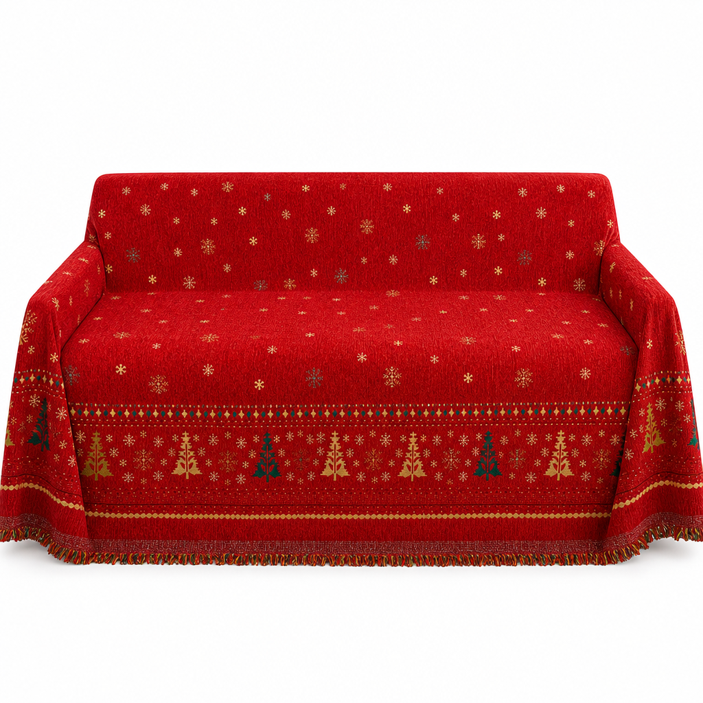 🎁 50 % RABATT 🛋️ Wendbarer Chenille-Sofaüberwurf, weicher Weihnachts-Sofabezug 🎄