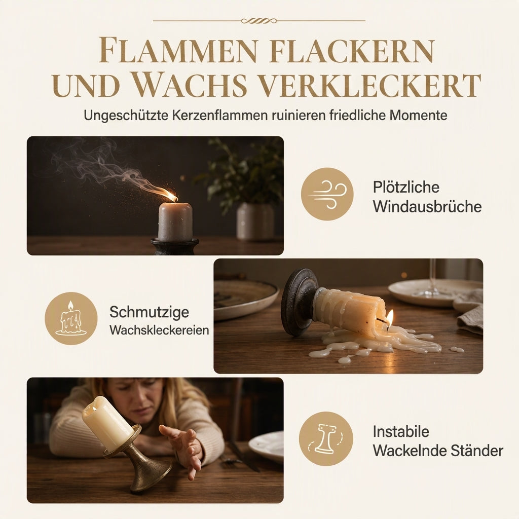 Vergoldetes Vintage Kerzenhalter-Set mit Glasabdeckungen für Hochzeiten und Candle-Light-Dinner