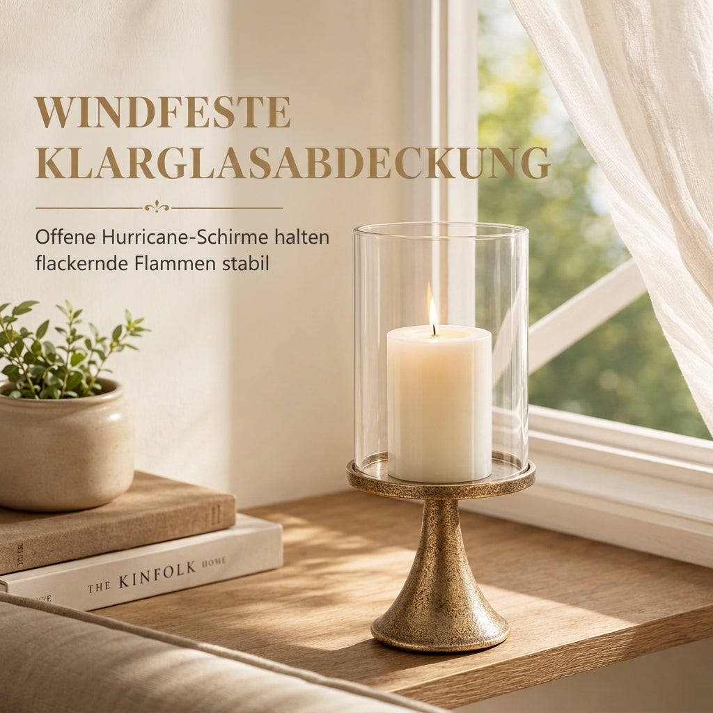 Vergoldetes Vintage Kerzenhalter-Set mit Glasabdeckungen für Hochzeiten und Candle-Light-Dinner