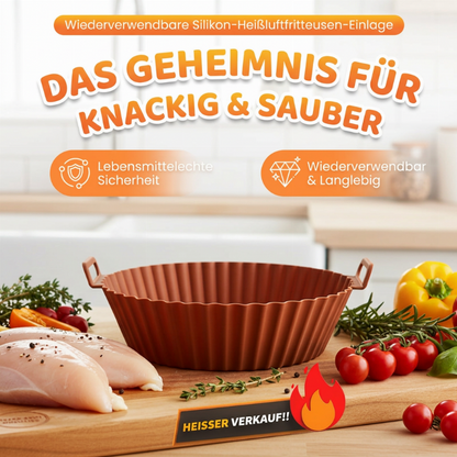 🍟Direkt backen und kross machen! Wiederverwendbarer Silikoneinsatz für die Heißluftfritteuse