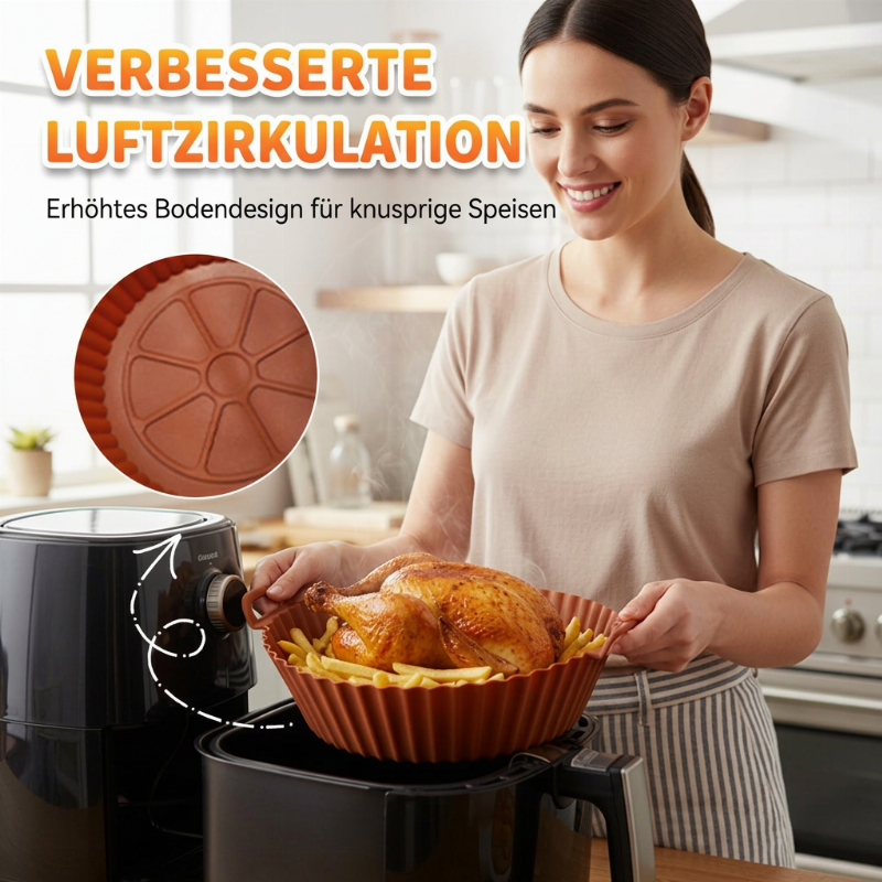 🍟Direkt backen und kross machen! Wiederverwendbarer Silikoneinsatz für die Heißluftfritteuse