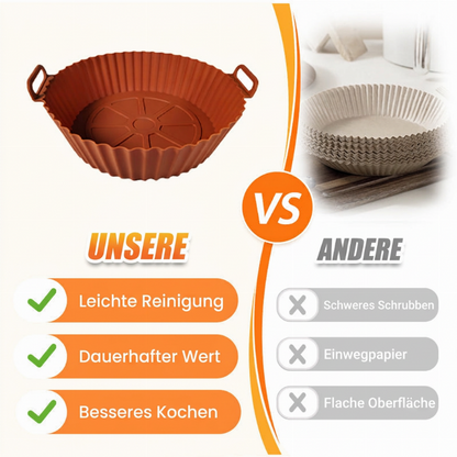 🍟Direkt backen und kross machen! Wiederverwendbarer Silikoneinsatz für die Heißluftfritteuse
