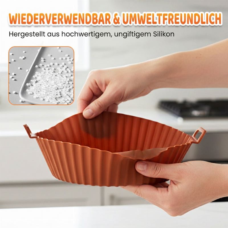 🍟Direkt backen und kross machen! Wiederverwendbarer Silikoneinsatz für die Heißluftfritteuse
