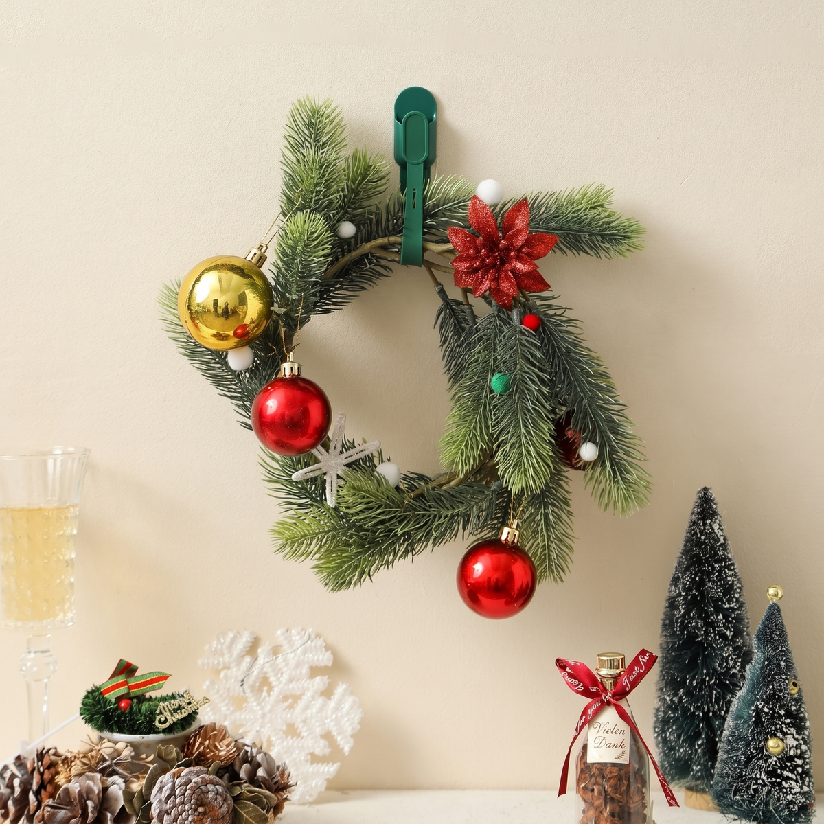 🎄 NUR FÜR KURZE ZEIT: 50% RABATT! 🎁 Silikon-Kranzbindebänder & spurlose Haken – wiederverwendbares, beschädigungsfreies Dekorationsset für die Weihnachtszeit ✨