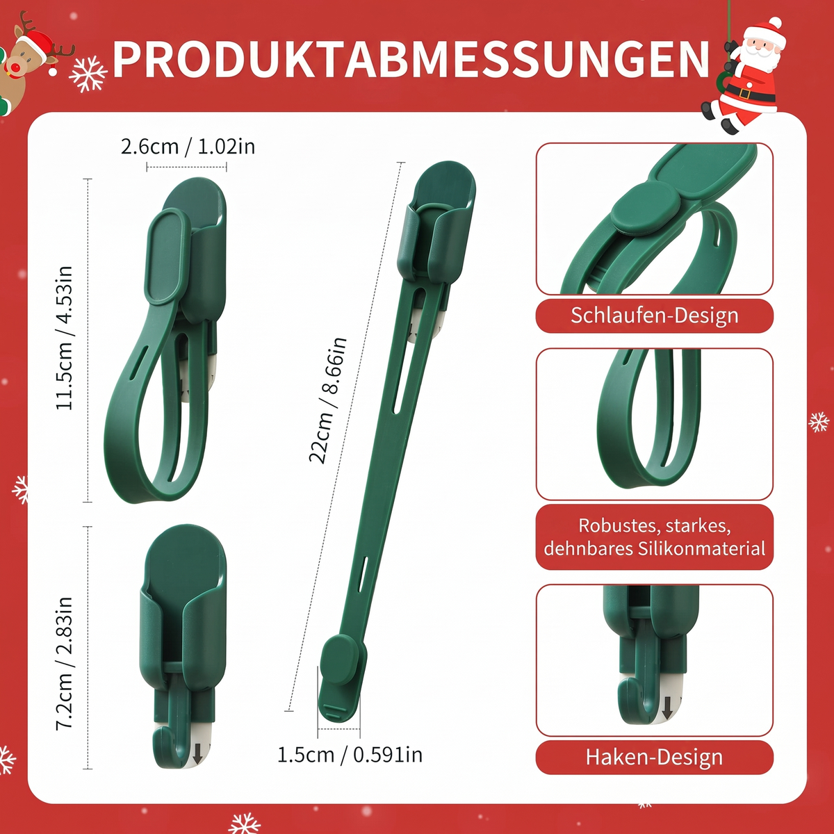 🎄 NUR FÜR KURZE ZEIT: 50% RABATT! 🎁 Silikon-Kranzbindebänder & spurlose Haken – wiederverwendbares, beschädigungsfreies Dekorationsset für die Weihnachtszeit ✨