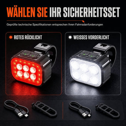 🚴 Helles Fahrradlicht-Set – Vorne & Hinten für maximale Sicherheit bei Nacht 🌙