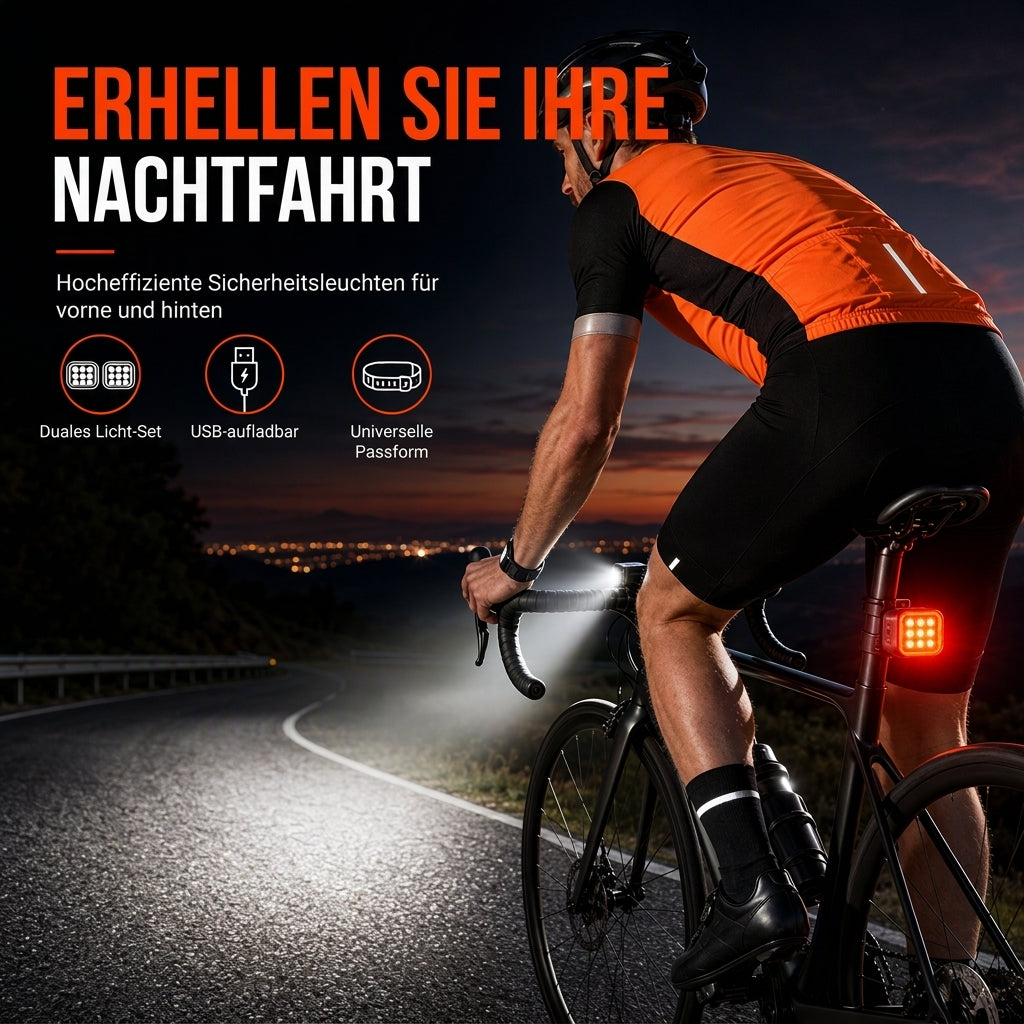🚴 Helles Fahrradlicht-Set – Vorne & Hinten für maximale Sicherheit bei Nacht 🌙