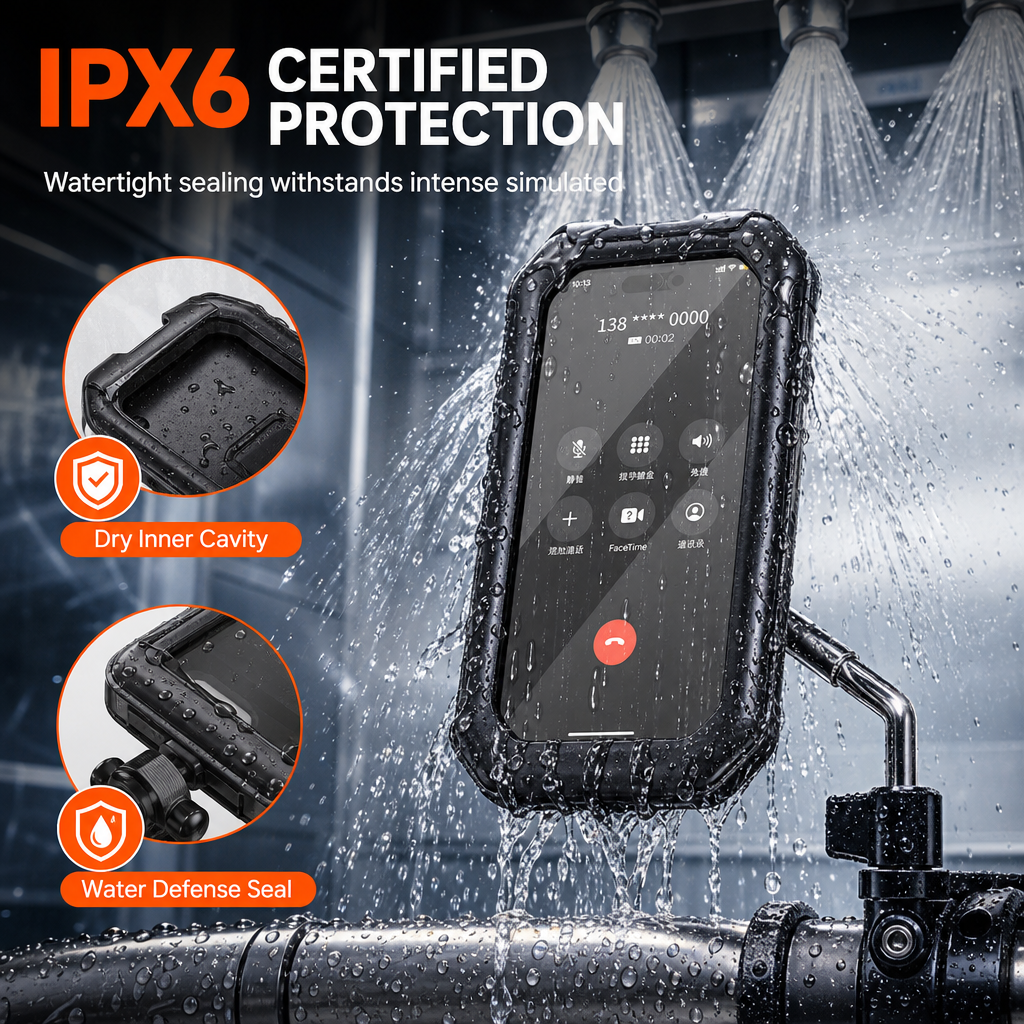 🏍️ 50 % Rabatt! Wasserdichte Handyhalterung für Motorrad & Fahrrad – 360° drehbar mit Touchscreen-Funktion