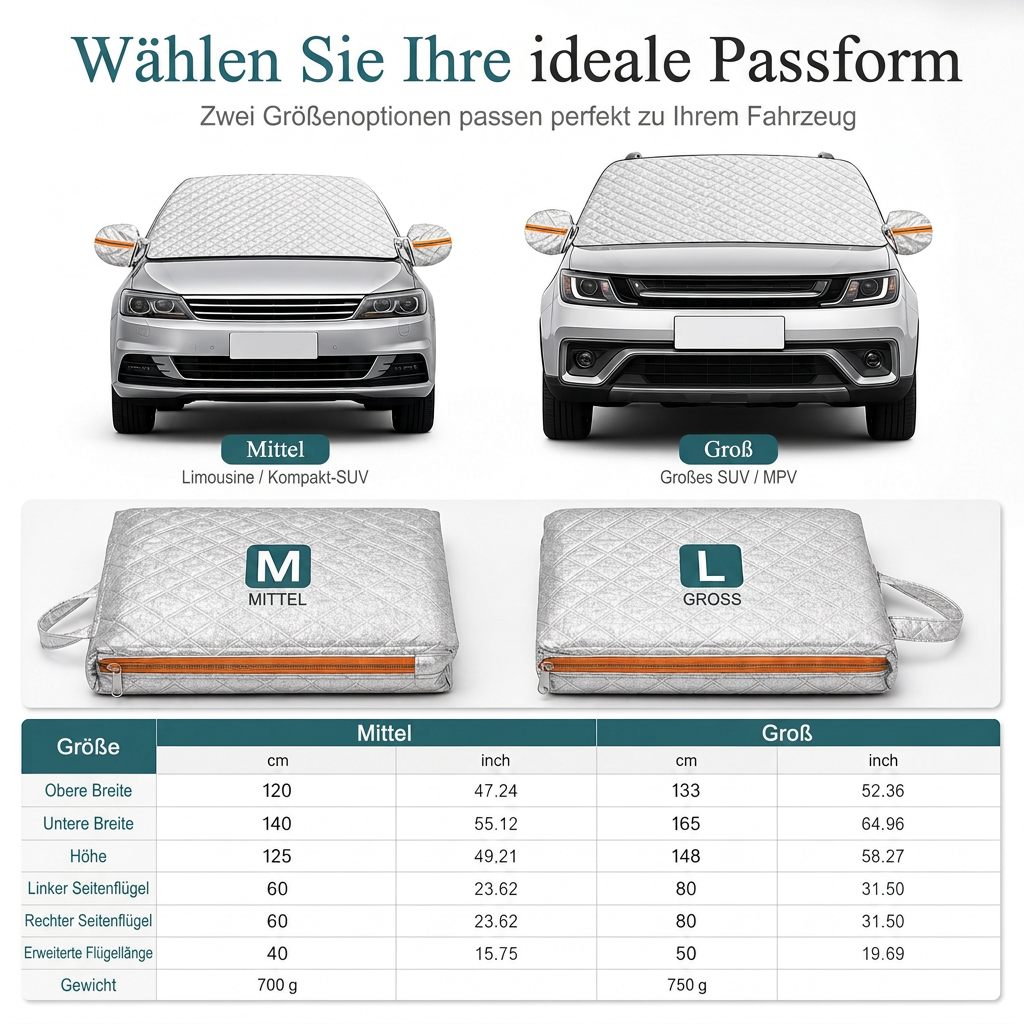 Verdickte magnetische Auto-Frontscheiben-Schneedecke Halbabdeckung für Winter-Frontscheiben für Limousinen und SUVs