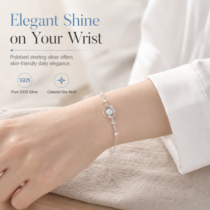 🌙 50 % Rabatt! 🌌925 Sterling Silber Armband mit Planet-Design – Eleganter Schmuck für Damen