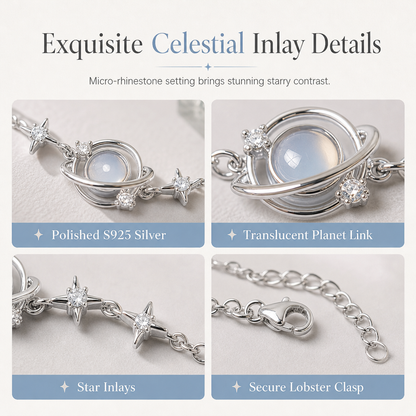 🌙 50 % Rabatt! 🌌925 Sterling Silber Armband mit Planet-Design – Eleganter Schmuck für Damen