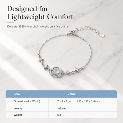 🌙 50 % Rabatt! 🌌925 Sterling Silber Armband mit Planet-Design – Eleganter Schmuck für Damen