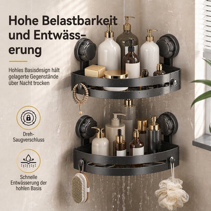 🛁💡 Bohrfreies Eckregal für Badezimmer & Dusche! Wandmontierter Aufbewahrungs-Organizer, keine Bohrungen nötig