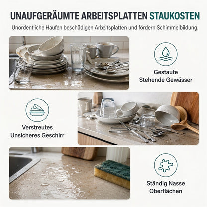 Mehrschichtige Küchen-Abtropfgestell und Aufbewahrungsorganizer für Geschirr mit Stahlrahmen
