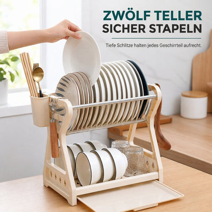 Mehrschichtige Küchen-Abtropfgestell und Aufbewahrungsorganizer für Geschirr mit Stahlrahmen
