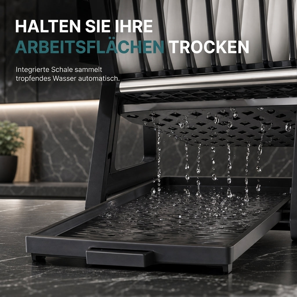 Mehrschichtige Küchen-Abtropfgestell und Aufbewahrungsorganizer für Geschirr mit Stahlrahmen