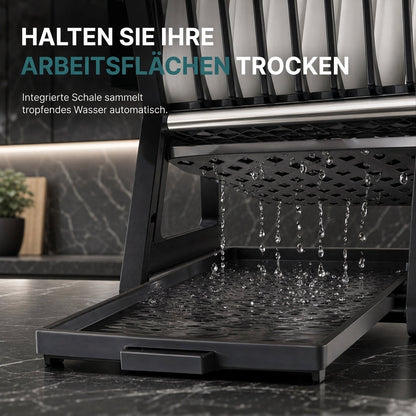 Mehrschichtige Küchen-Abtropfgestell und Aufbewahrungsorganizer für Geschirr mit Stahlrahmen
