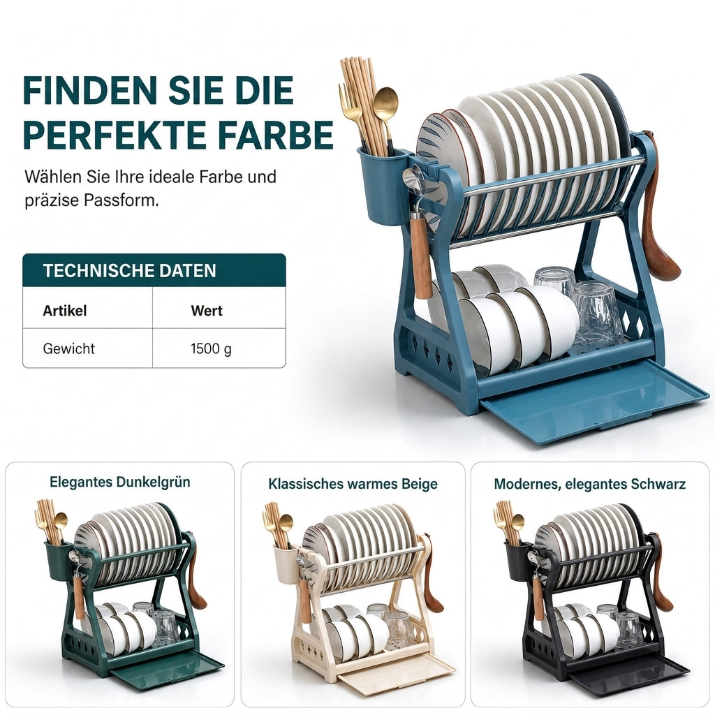 Mehrschichtige Küchen-Abtropfgestell und Aufbewahrungsorganizer für Geschirr mit Stahlrahmen