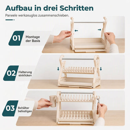 Mehrschichtige Küchen-Abtropfgestell und Aufbewahrungsorganizer für Geschirr mit Stahlrahmen