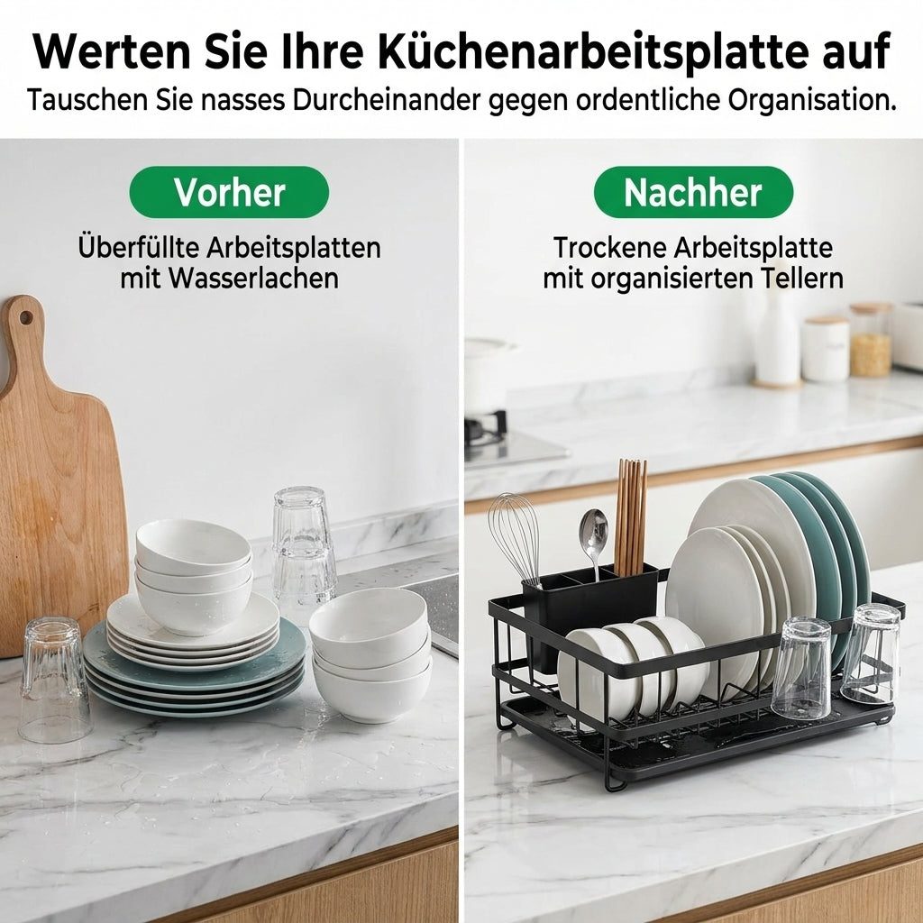 Mehrschichtige Küchen-Abtropfgestell und Aufbewahrungsorganizer für Geschirr mit Stahlrahmen
