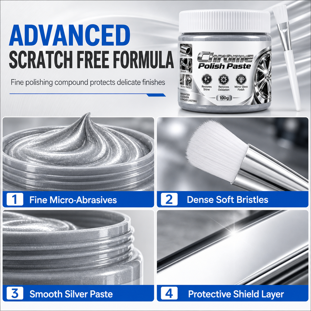 Metall-Chrom-Politur & Restaurator-Paste mit Bürste