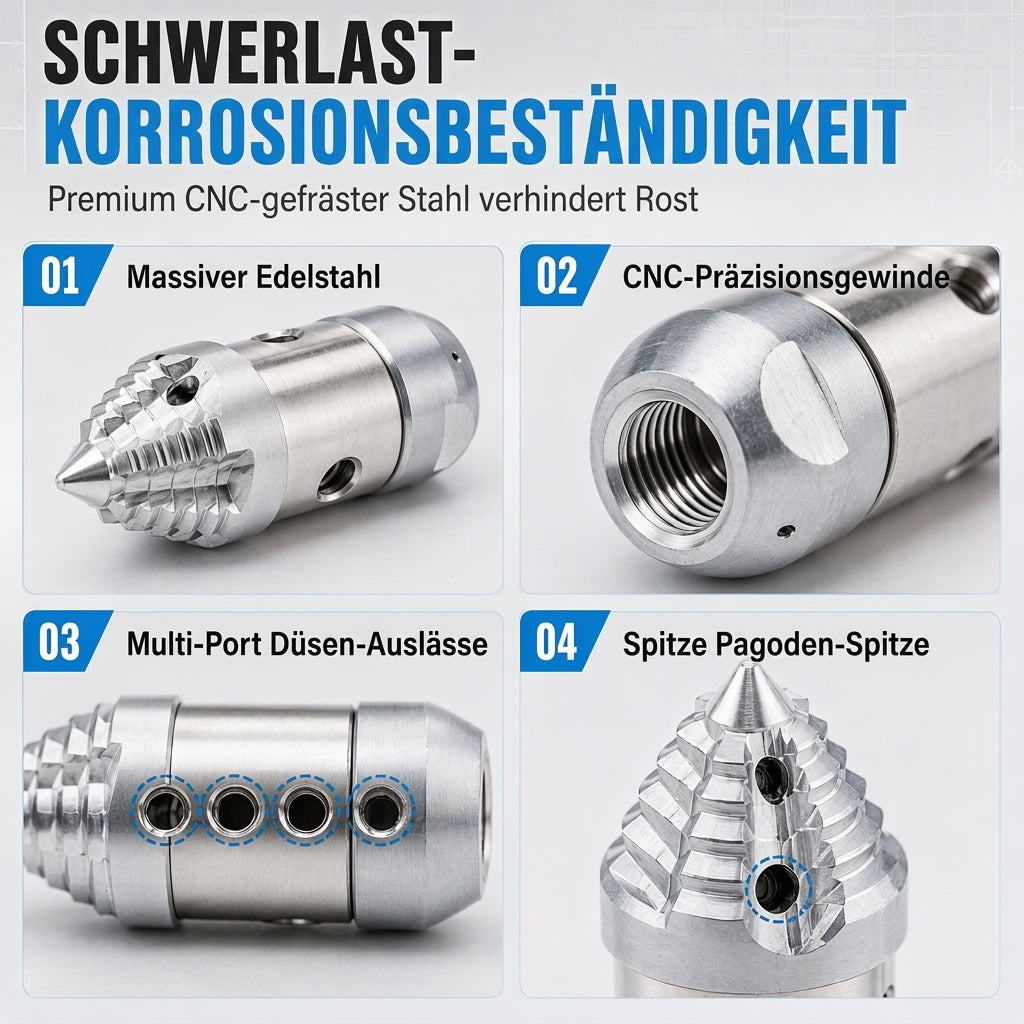 Hochdruck-Kanalreinigungsdüse in Pagodenform, Rohrreinigungs- und Säuredüse