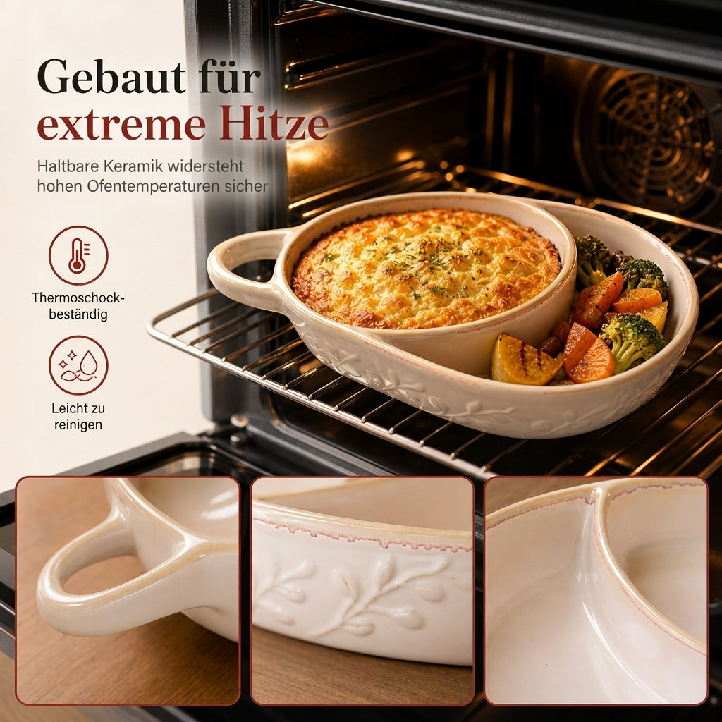 🍽️Retro Keramik-Auflaufform mit Einzelgriff – Schadstofffrei backen & sicher servieren