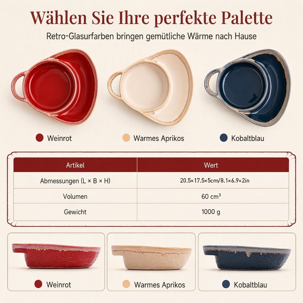 Retro Keramik Auflaufform mit einzelnem Griff
