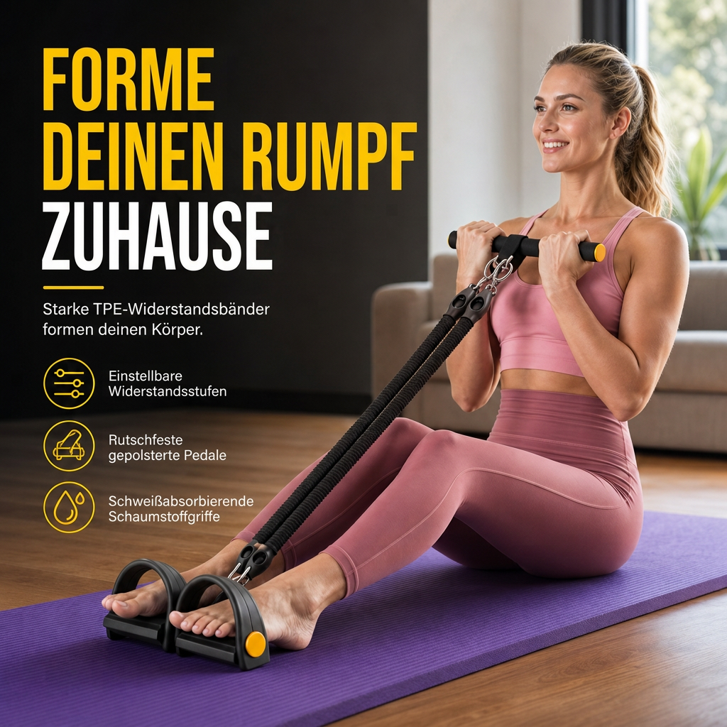 Multifunktionales Widerstandsband mit Pedal – Für Bauch-, Yoga- & Pilates-Training zu Hause