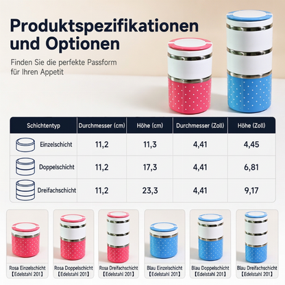 Tragbare isolierte Lunchbox aus Edelstahl