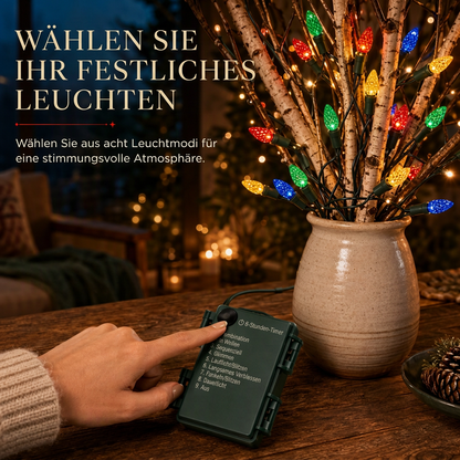 💫🏮Batteriebetriebene Erdbeer-Lichterkette mit 8 Beleuchtungsmodi – für Weihnachten, Halloween & Garten