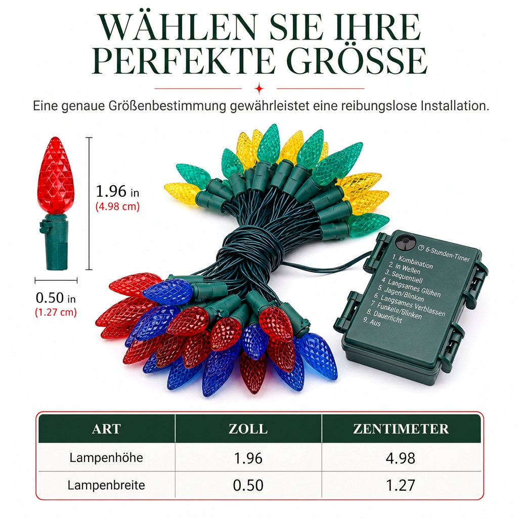 💫🏮Batteriebetriebene Erdbeer-Lichterkette mit 8 Beleuchtungsmodi – für Weihnachten, Halloween & Garten