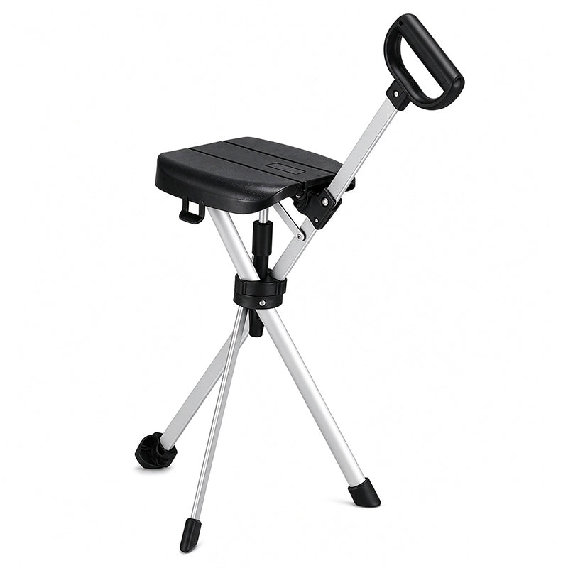 🚶‍♂️🦯 Faltbarer Gehstock mit Sitz – 50% RABATT! Aluminiumrahmen, Dreibein-Stabilität, rutschfester Fuß – Gehen & Ausruhen überall 🪑