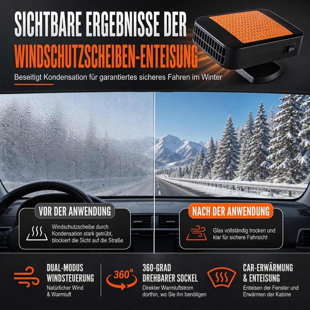 📢📢50% RABATT !!⏰Tragbarer 12V Auto- und Windschutzscheiben-Enteisungs- und Entnebelungsventilator für Fahrzeuge
