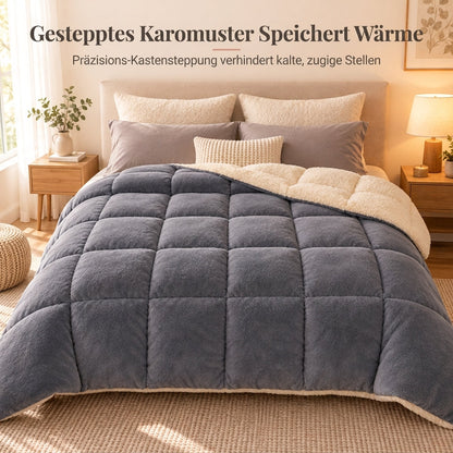 Dicker warmer Winter-Steppdecke aus Schneeflocken-Samt